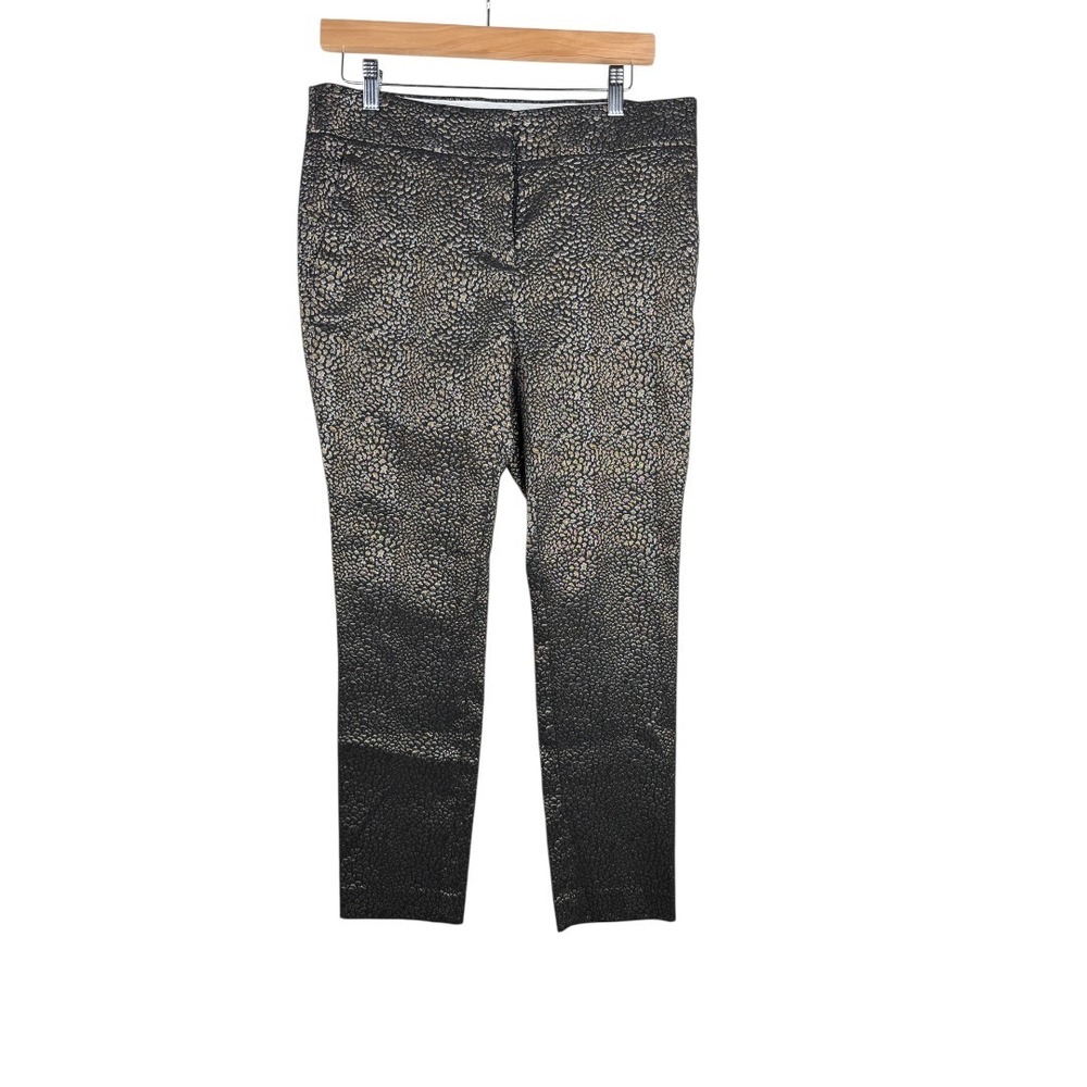 Loft Marisa Shimmer‎ Geo Dress Pants size 4 Black/Gold